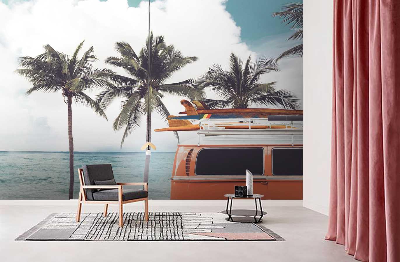 3D blue sky sea coconut tree wall mural wallpaper 90- Jess Art Decoration