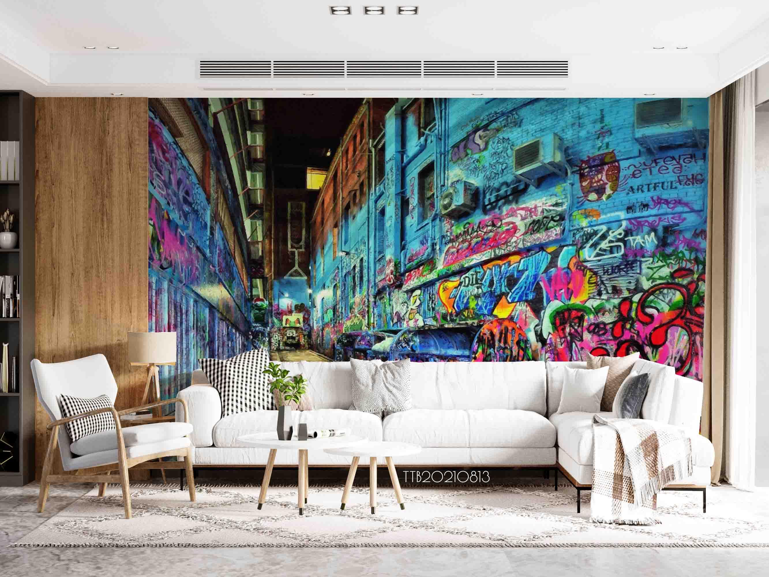3D Street Abstract Graffiti Wall Mural Wallpaper 5137- Jess Art Decoration