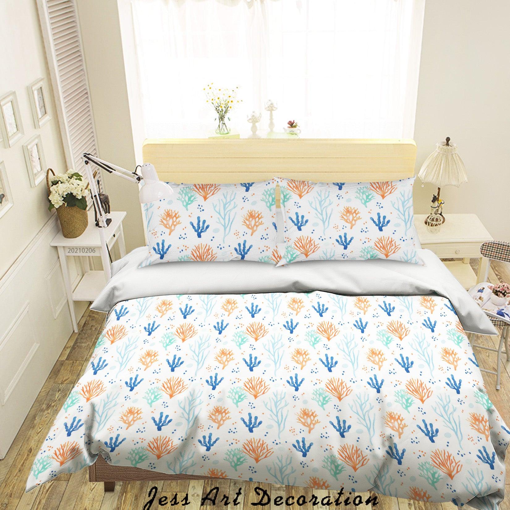3D Hand Drawn Colorful Coral Quilt Cover Set Bedding Set Duvet Cover Pillowcases 246- Jess Art Decoration
