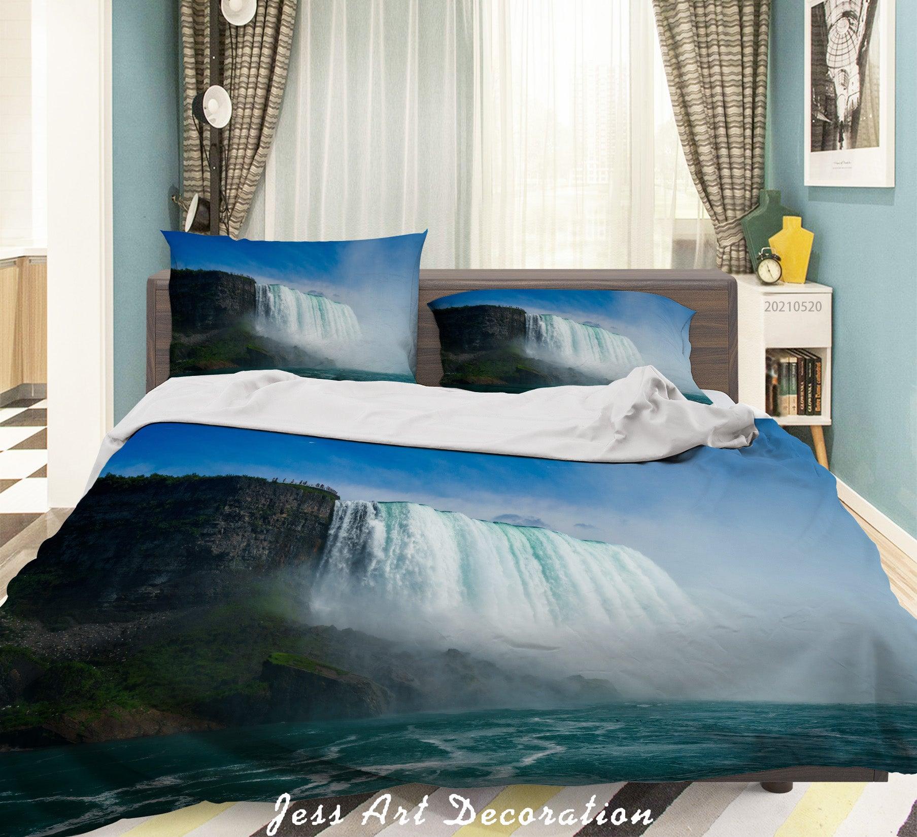 3D Waterfall Nature Landscape Quilt Cover Set Bedding Set Duvet Cover Pillowcases 70- Jess Art Decoration