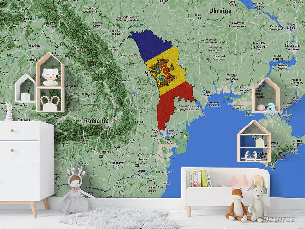 3D Green World Map Wall Mural Wallpaper LQH 43- Jess Art Decoration