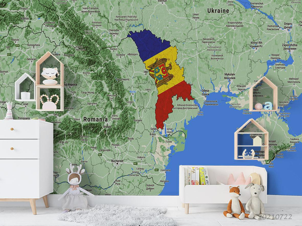 3D Green World Map Wall Mural Wallpaper LQH 43- Jess Art Decoration