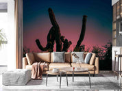 3D Desert Cactus Sunset Glow Wall Mural Wallpaper SWW2984- Jess Art Decoration