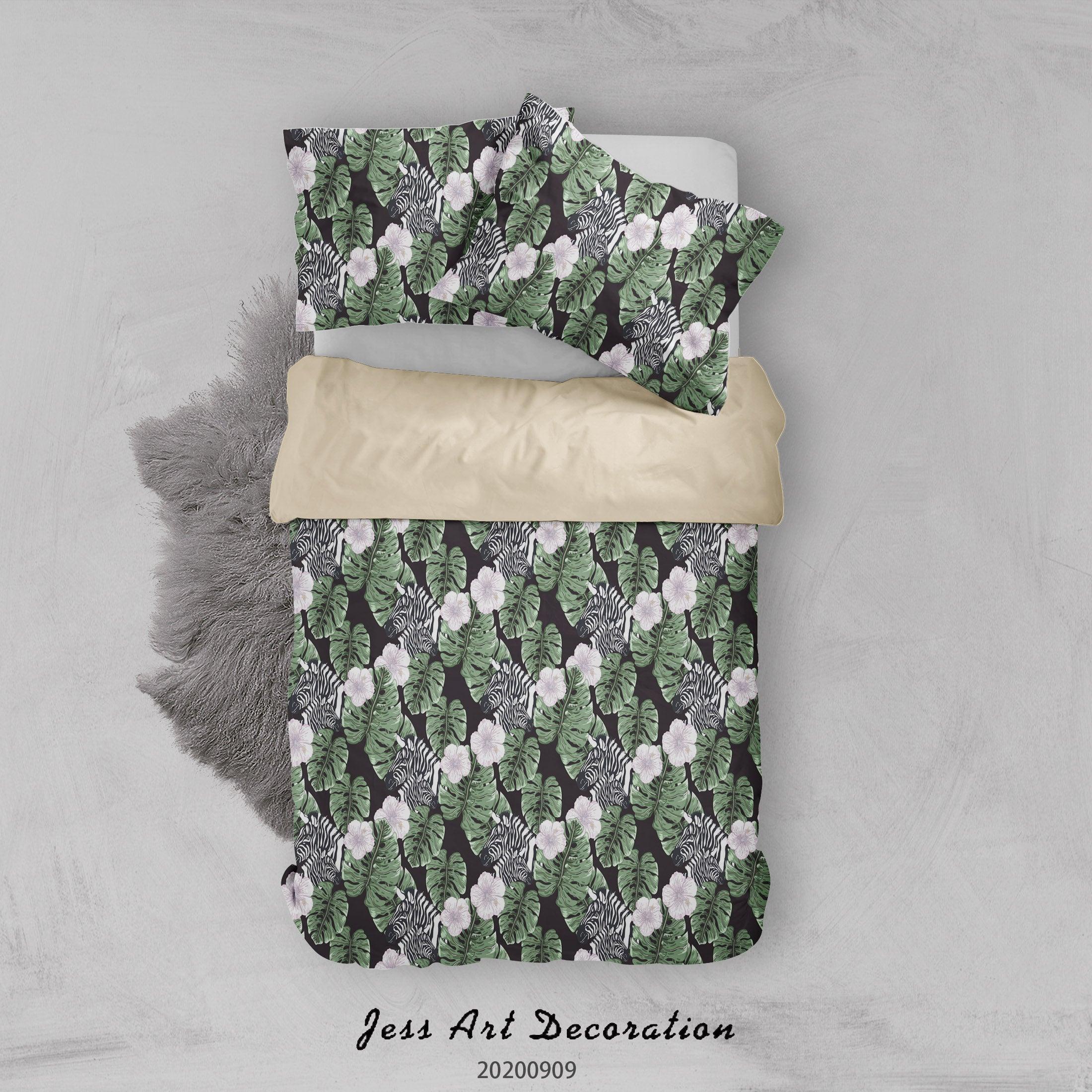 3D Floral Leaves Pattern Quilt Cover Set Bedding Set Duvet Cover Pillowcases WJ 6040- Jess Art Decoration