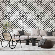 3D Geometric Maze Pattern black white maze geometric pattern wall mural wallpaper for living room