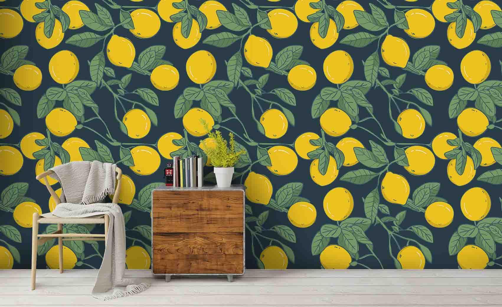 3D Yellow Lemon Wall Mural Wallpaper SF19- Jess Art Decoration