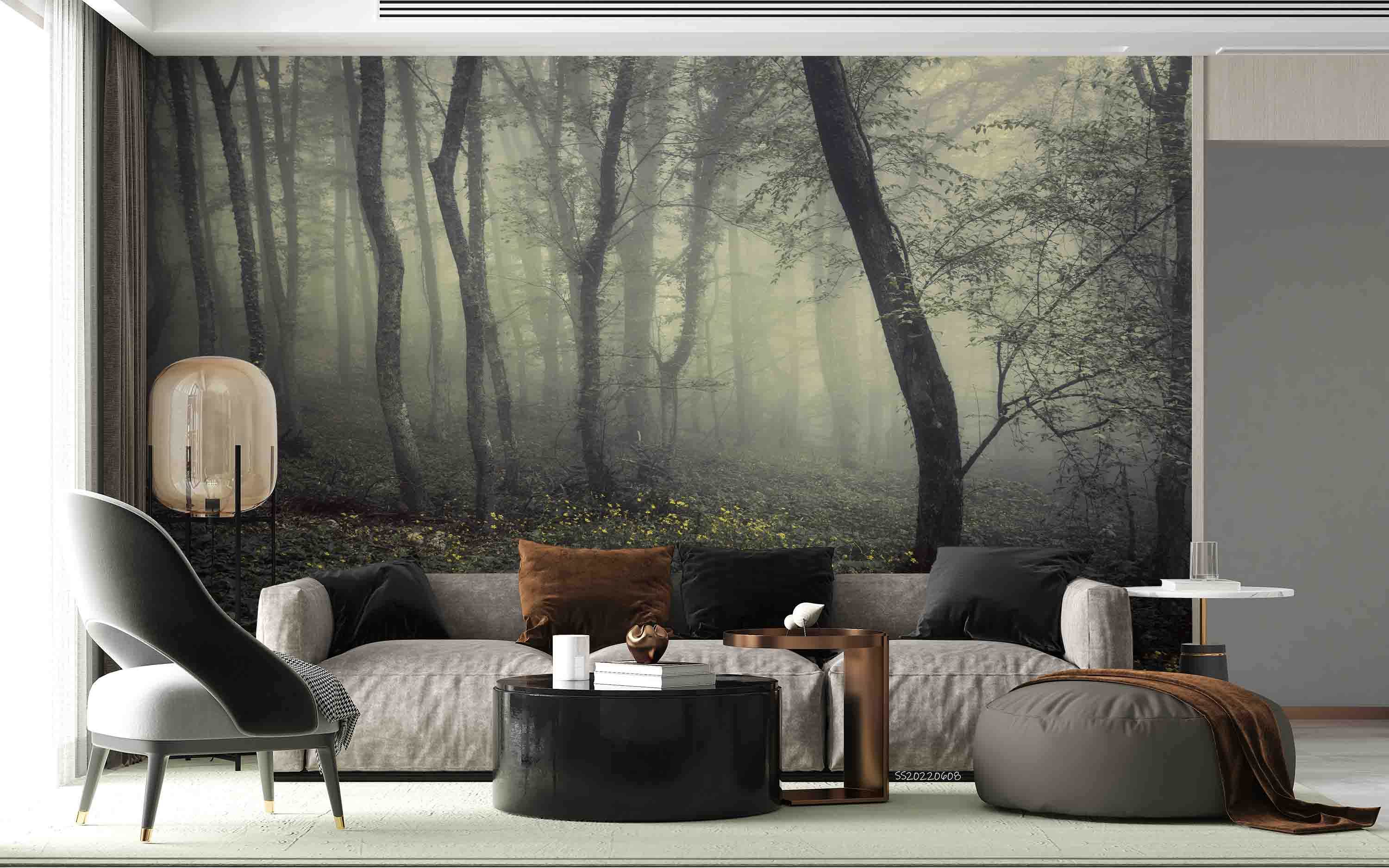 3D Wilderness Forest Wildflower Misty Landscape Wall Mural Wallpaper GD 592- Jess Art Decoration