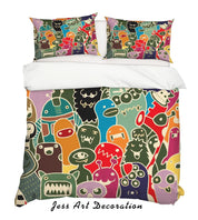 3D Graffiti Colorful Monster Quilt Cover Set Bedding Set Duvet Cover Pillowcases LXL- Jess Art Decoration