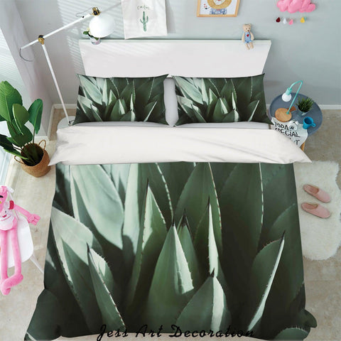 3D Green Succulents Leaves Quilt Cover Set Bedding Set Pillowcases 19- Jess Art Decoration