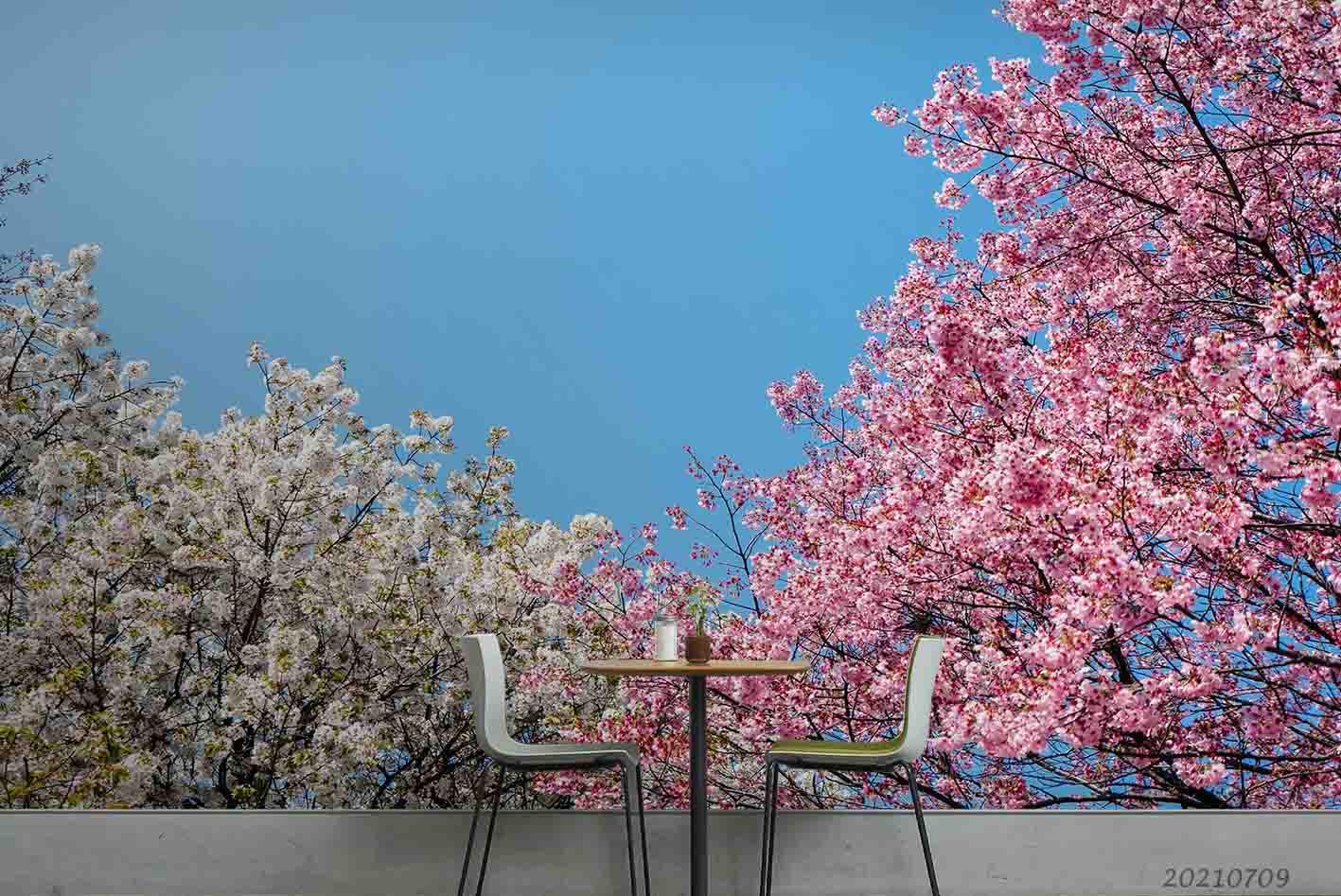 3D White Pink Sakura Wall Mural Wallpaper SWW3836- Jess Art Decoration