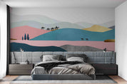 3D Abstract Artistic Lines Desert Camel Cactus Wall Mural Wallpaper GD 1992- Jess Art Decoration