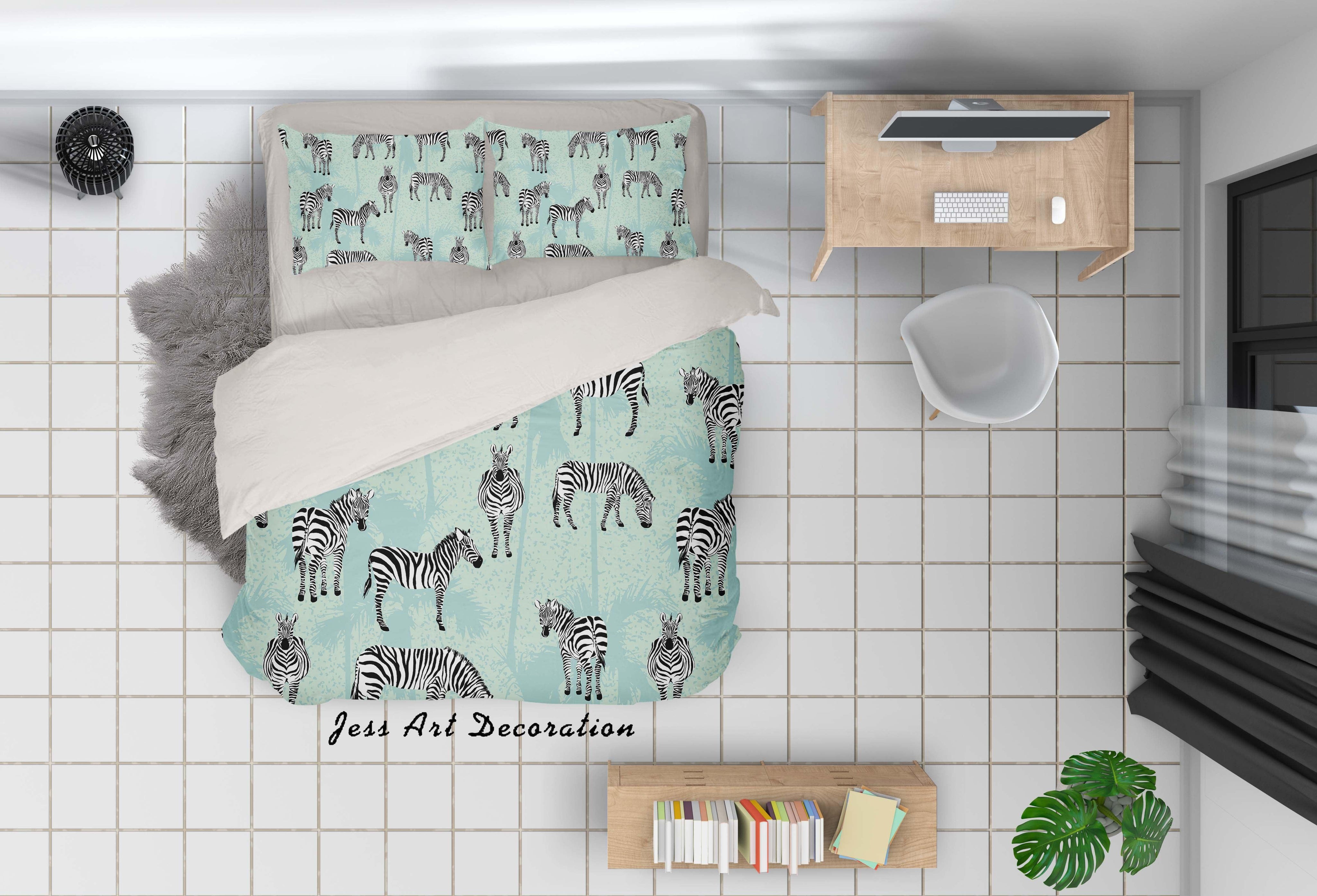 3D Zebra Green Quilt Cover Set Bedding Set Pillowcases 89- Jess Art Decoration