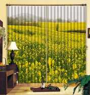 3D Yellow Canola Flower Field Curtains and Drapes GD 1140- Jess Art Decoration