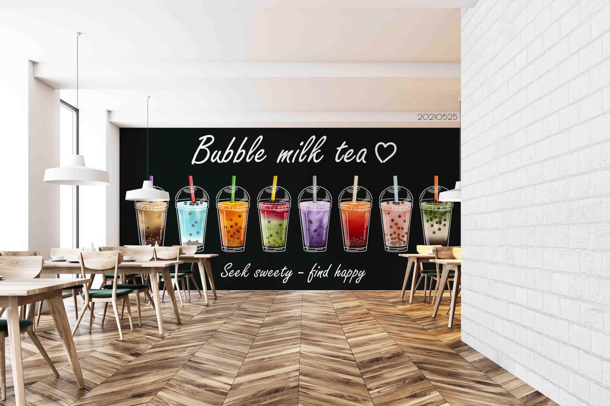 3D Watercolor Graffiti Drinks Bubble Soda Milk Tea Wall Mural Wallpape ...