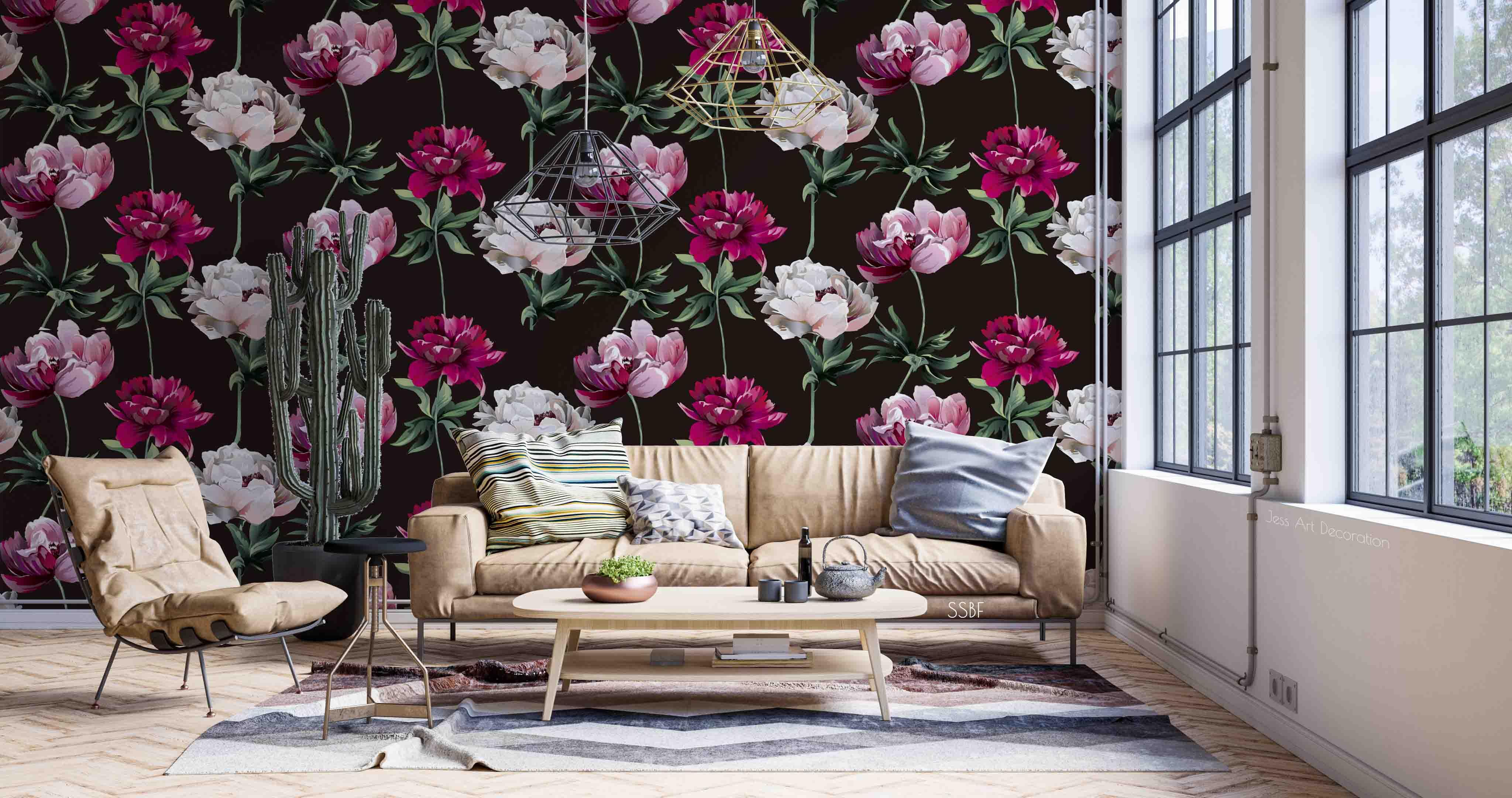 3D Vintage Art Blooming Peony Background Wall Mural Wallpaper GD 3556- Jess Art Decoration