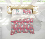 3D Cartoon Cat Kitty Feather Red Quilt Cover Set Bedding Set Pillowcases 34- Jess Art Decoration
