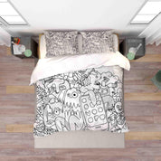 3D Abstract Gray Monster Graffiti Quilt Cover Set Bedding Set Duvet Cover Pillowcases 20- Jess Art Decoration