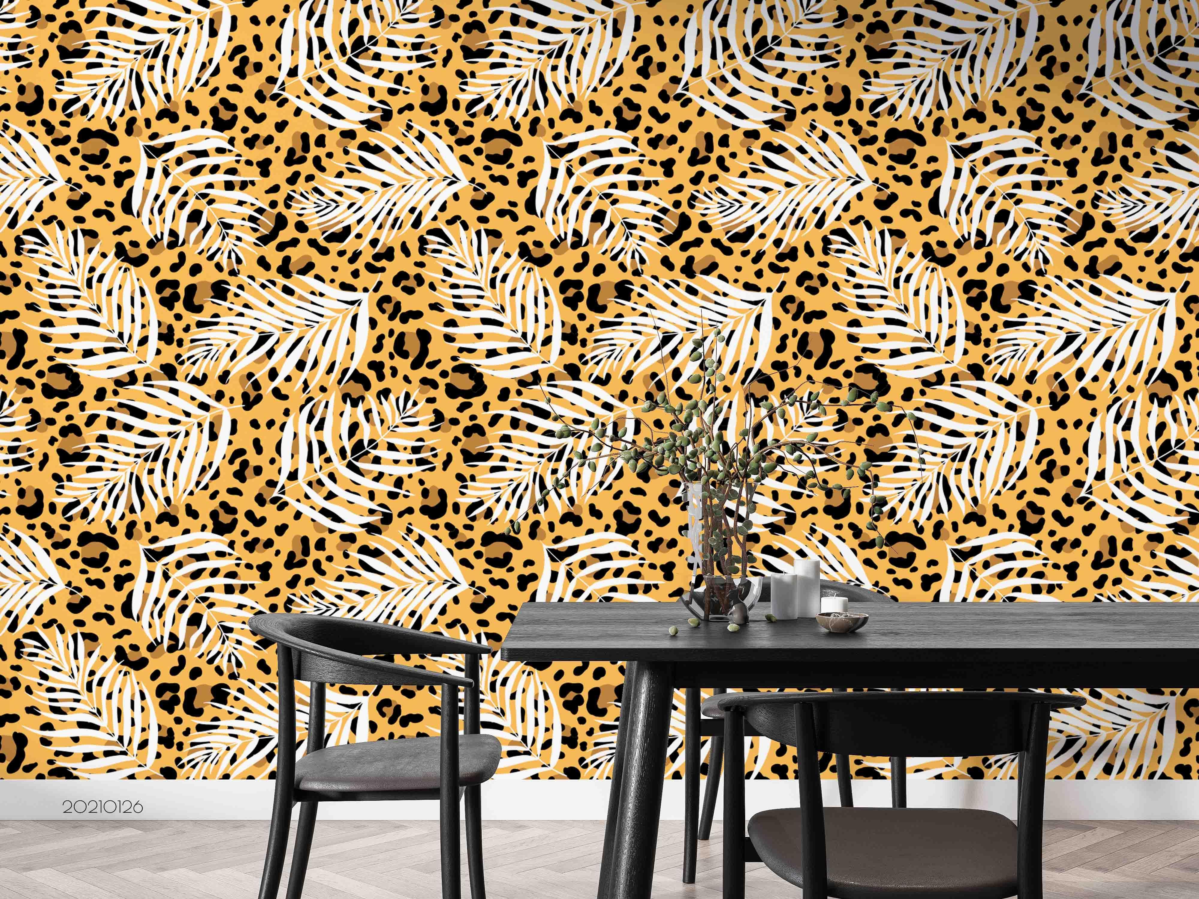 3D Hand Drawn Animal Print Leaf Wall Mural Wallpaper LQH 37- Jess Art Decoration