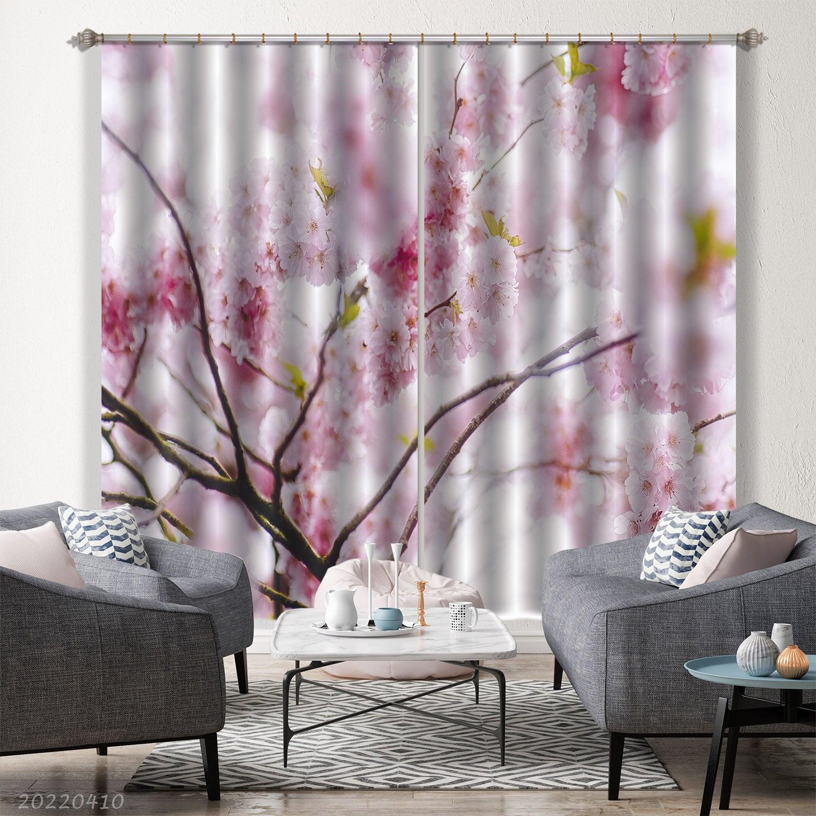 3D Spring Bloom Pink Cherry Blossom Branch Curtains and Drapes GD 3970- Jess Art Decoration