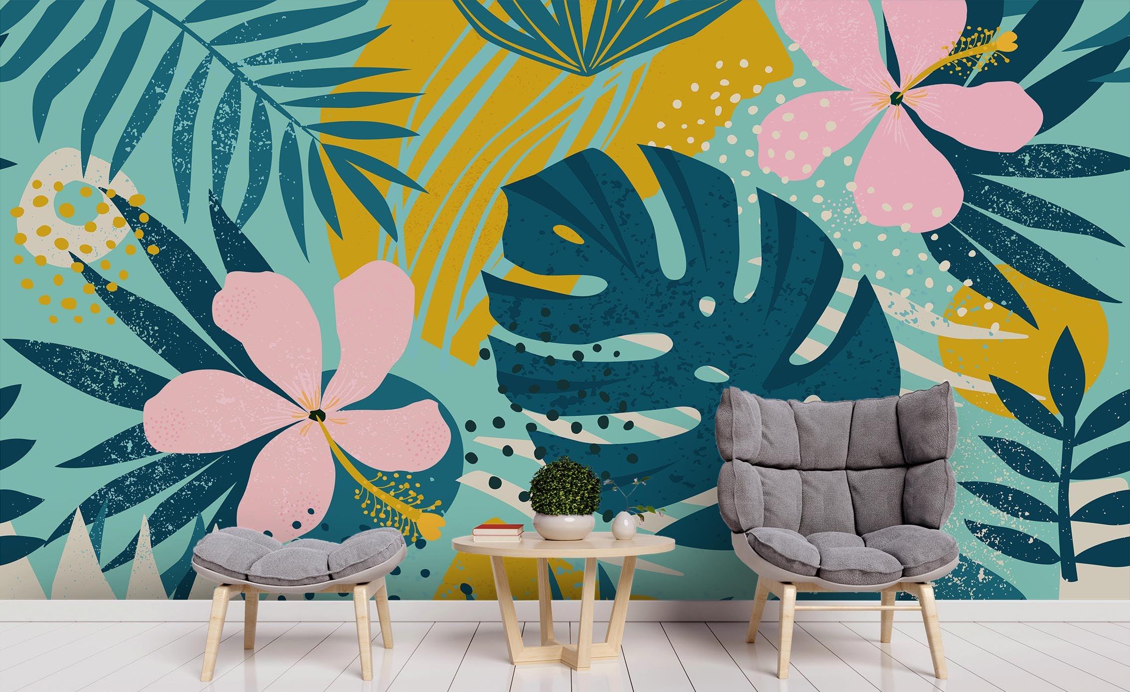 3D Tropical Leaf Floral Wall Mural Wallpaper 53 LQH- Jess Art Decoration