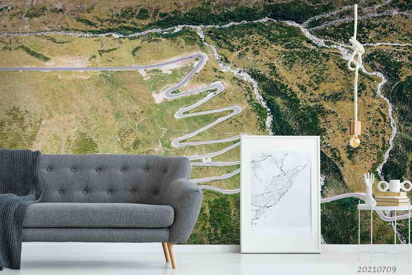 3D Overlooking Grassland Winding Path Wall Mural Wallpaper SWW4204- Jess Art Decoration