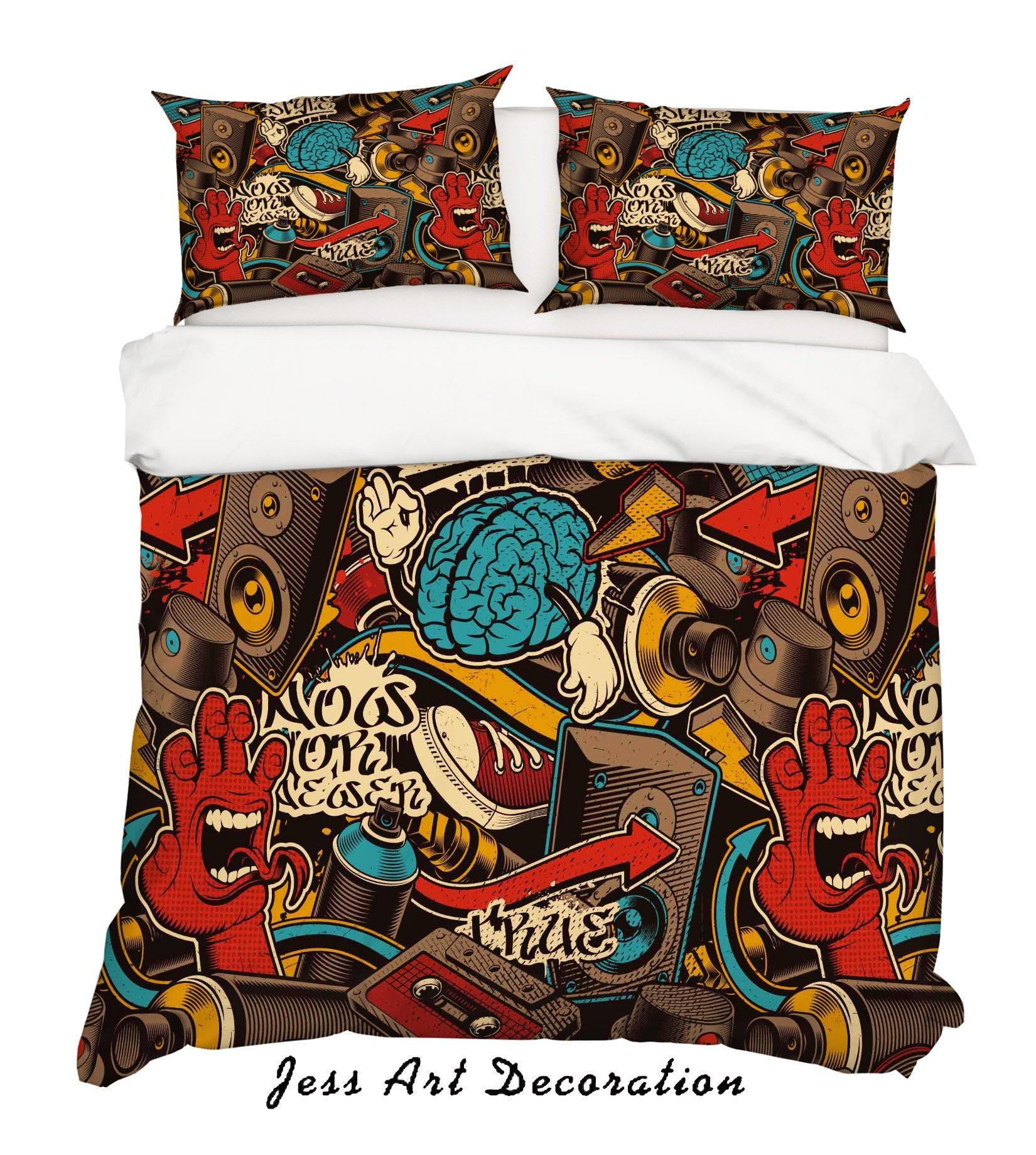 3D Graffiti Colorful Shoe Brain Quilt Cover Set Bedding Set Duvet Cover Pillowcases LXL- Jess Art Decoration