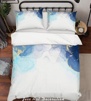 3D White Blue Watercolor Quilt Cover Set Bedding Set Duvet Cover Pillowcases SF16- Jess Art Decoration
