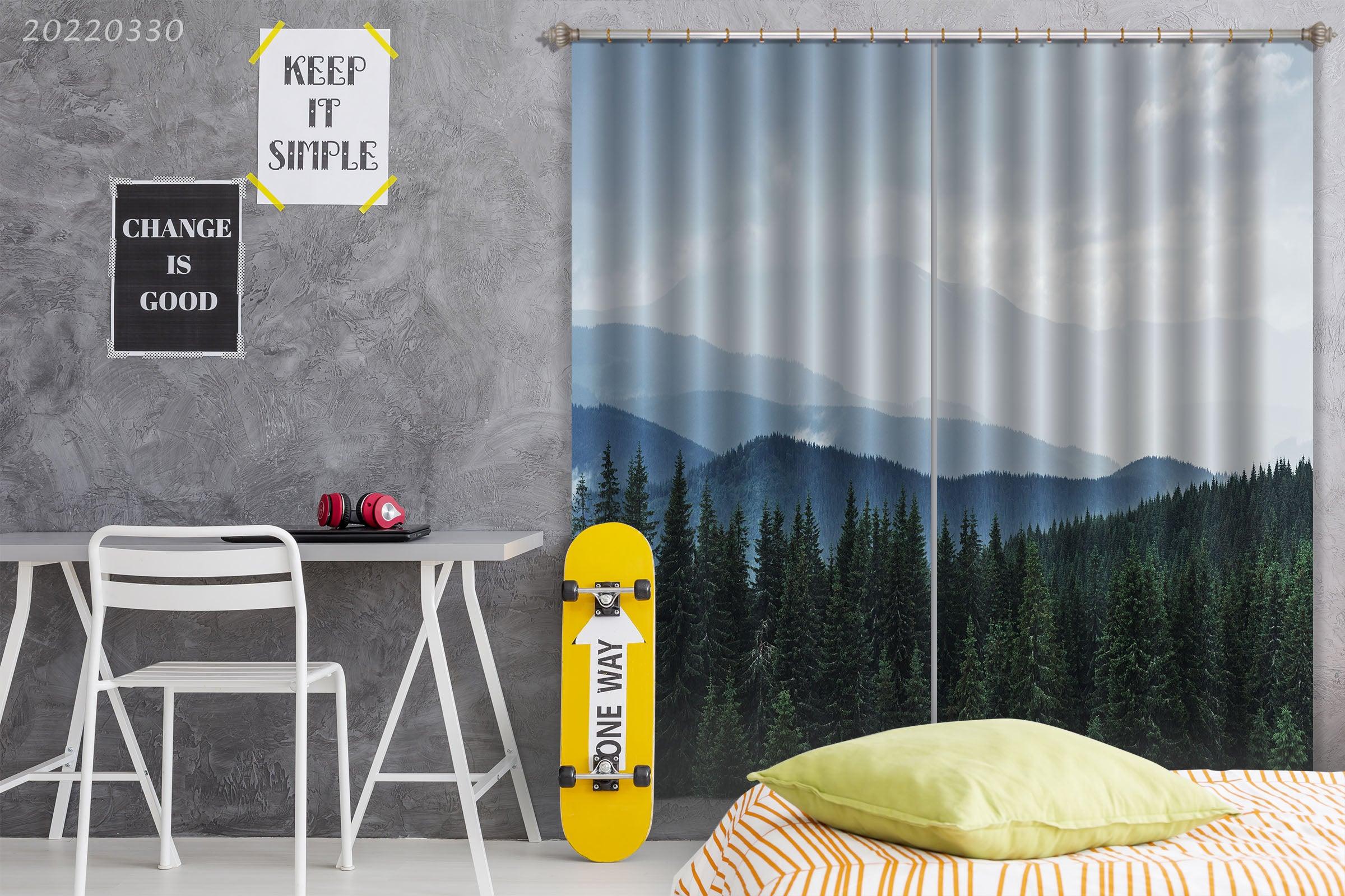 3D Landscape Mountain Forest Misty Curtains and Drapes GD 3614- Jess Art Decoration
