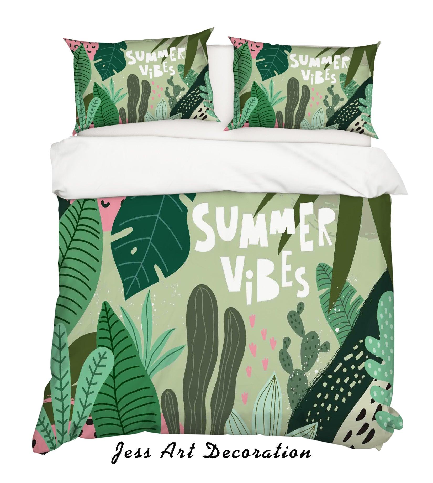 3D Green Leaves Plants Summer Quilt Cover Set Bedding Set Pillowcases 46- Jess Art Decoration