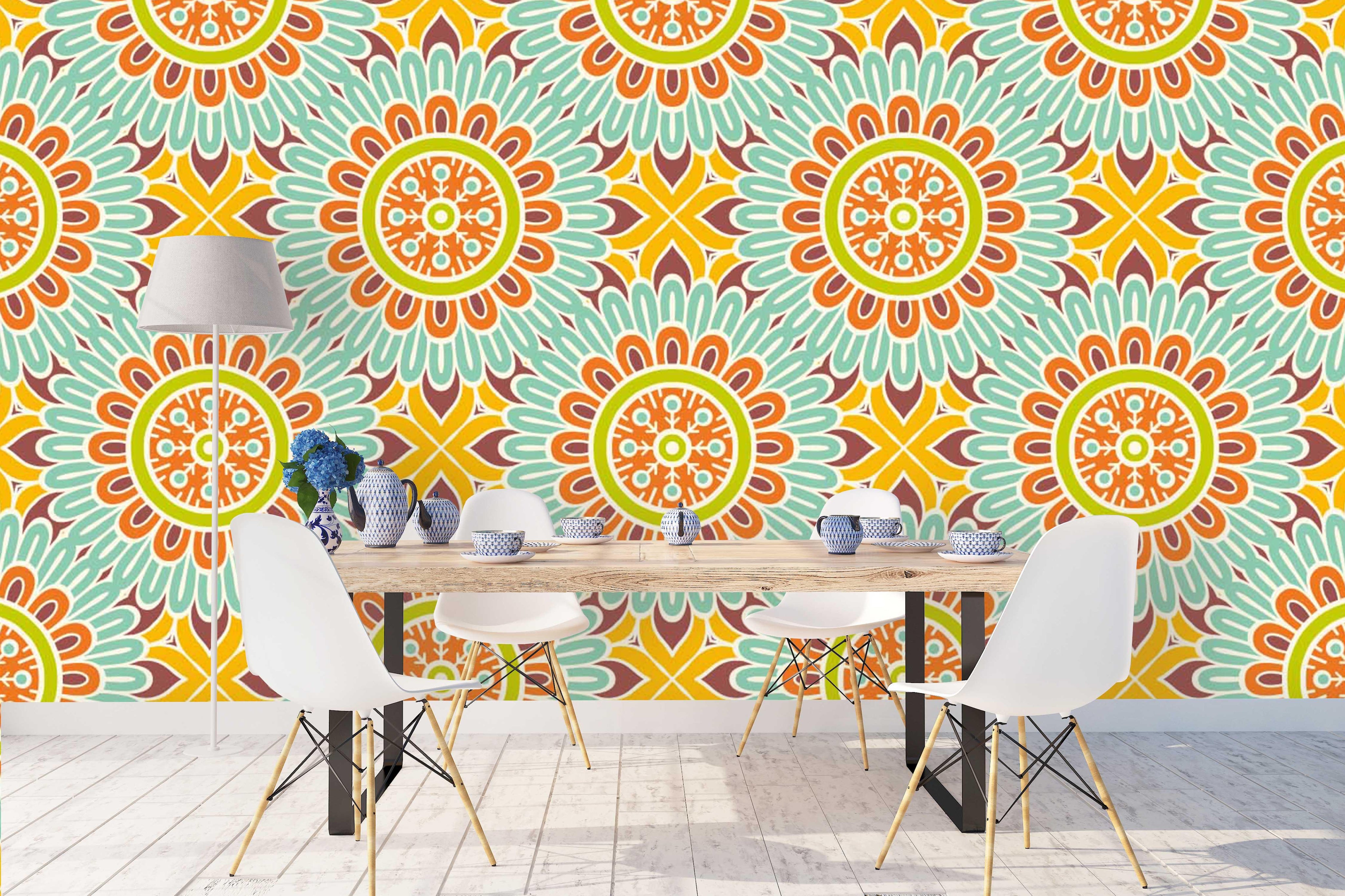 3D Yellow Medallion Wall Mural Wallpaper 88- Jess Art Decoration