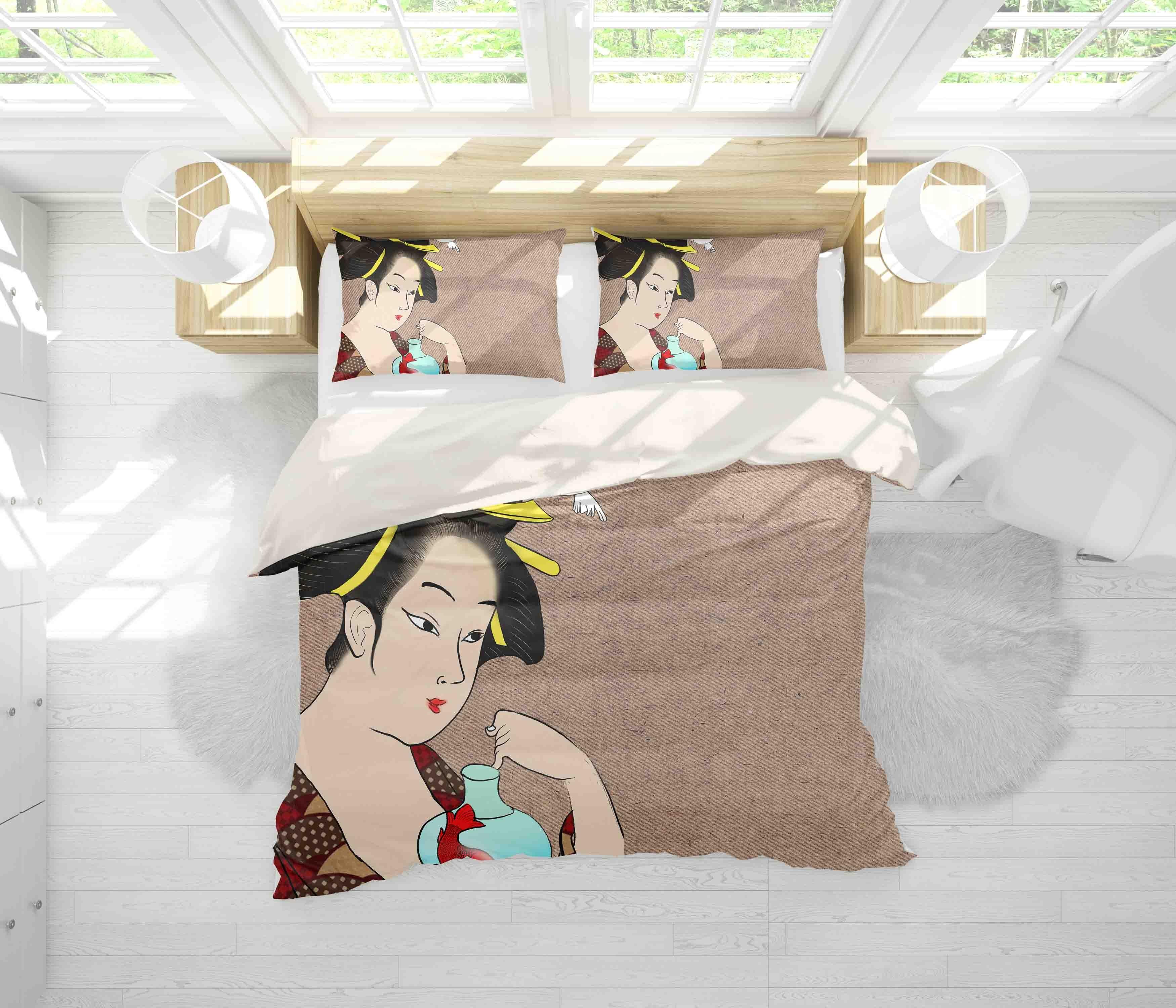3D Abstract Japanese Beauty Quilt Cover Set Bedding Set Pillowcases 10- Jess Art Decoration