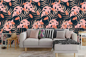3D Hand Drawn Pink Leaves Plant Pattern Wall Mural Wallpaper LXL- Jess Art Decoration
