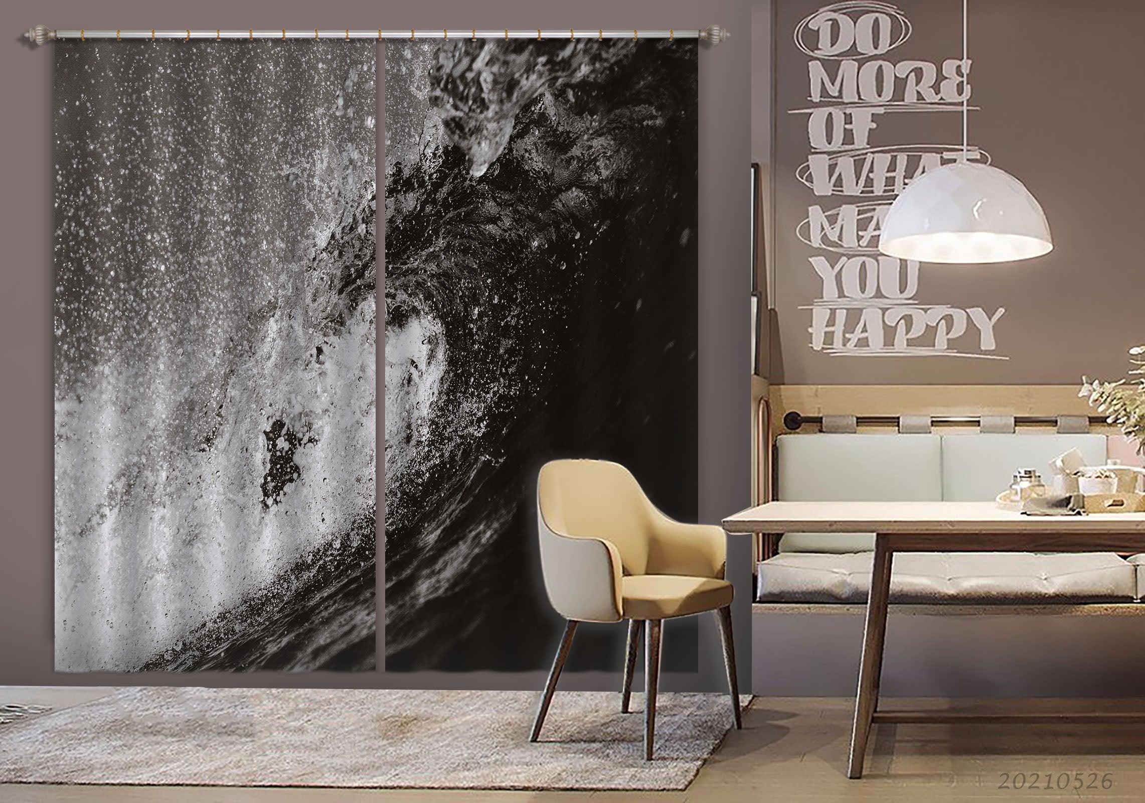 3D Abstract Black Wave Pattern Curtains and Drapes GD 373- Jess Art Decoration