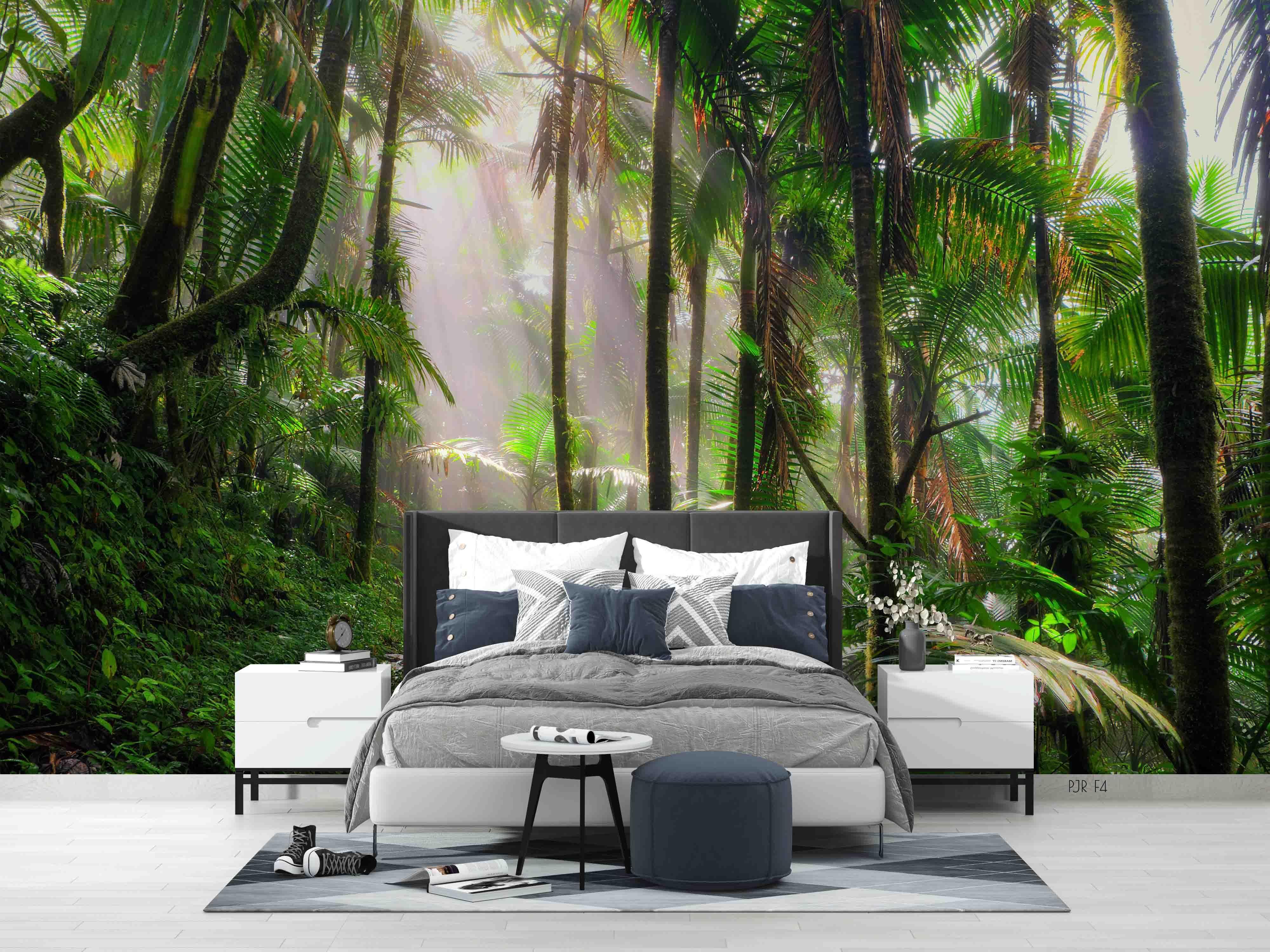 3D Tropical Landscape Tree Leaves Wall Mural Wallpaper WJ 5156- Jess Art Decoration