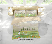 3D Cartoon Girl Lawn Sunflower Quilt Cover Set Bedding Set Duvet Cover Pillowcases A555 LQH- Jess Art Decoration