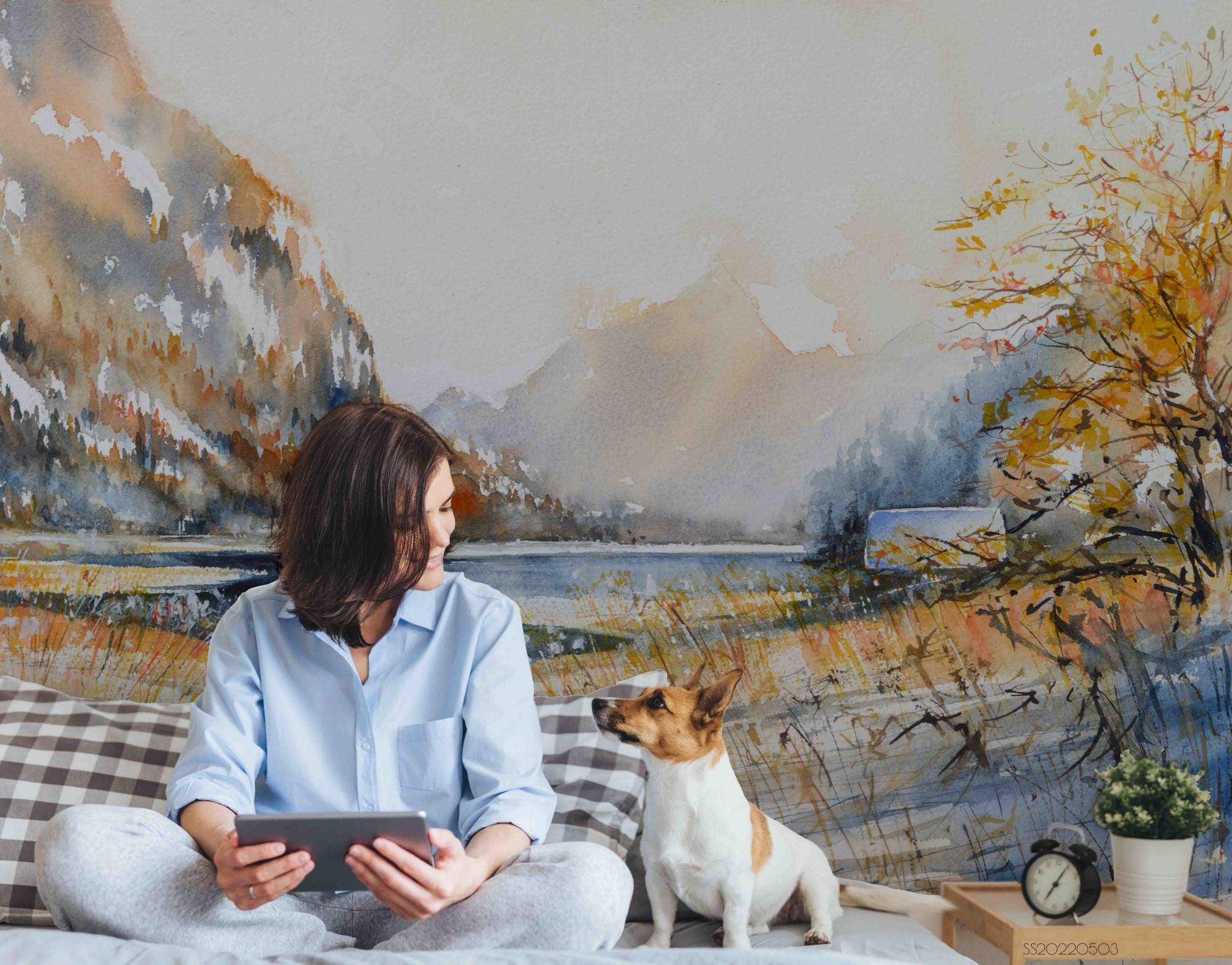 3D Hand Draw Autumn Landscape Wall Mural Wallpaper SWW  238- Jess Art Decoration