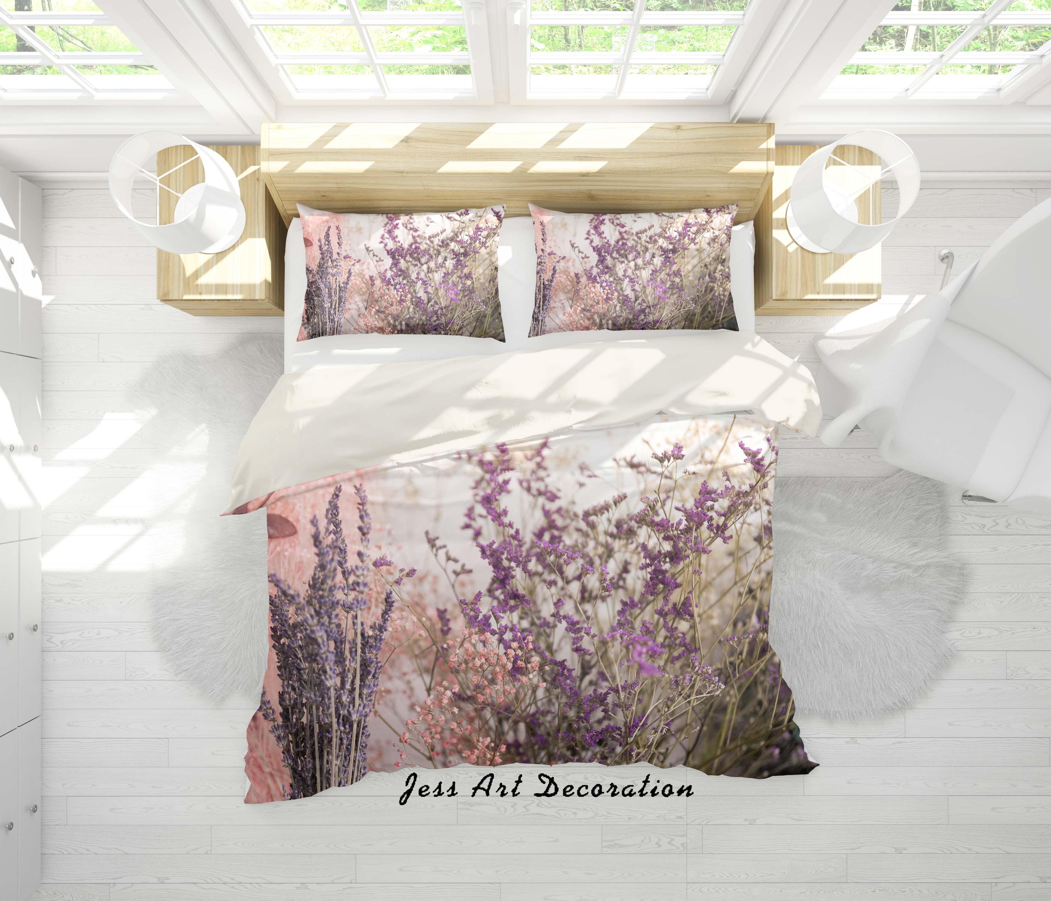 3D Purple Lavender Quilt Cover Set Bedding Set Pillowcases 20- Jess Art Decoration