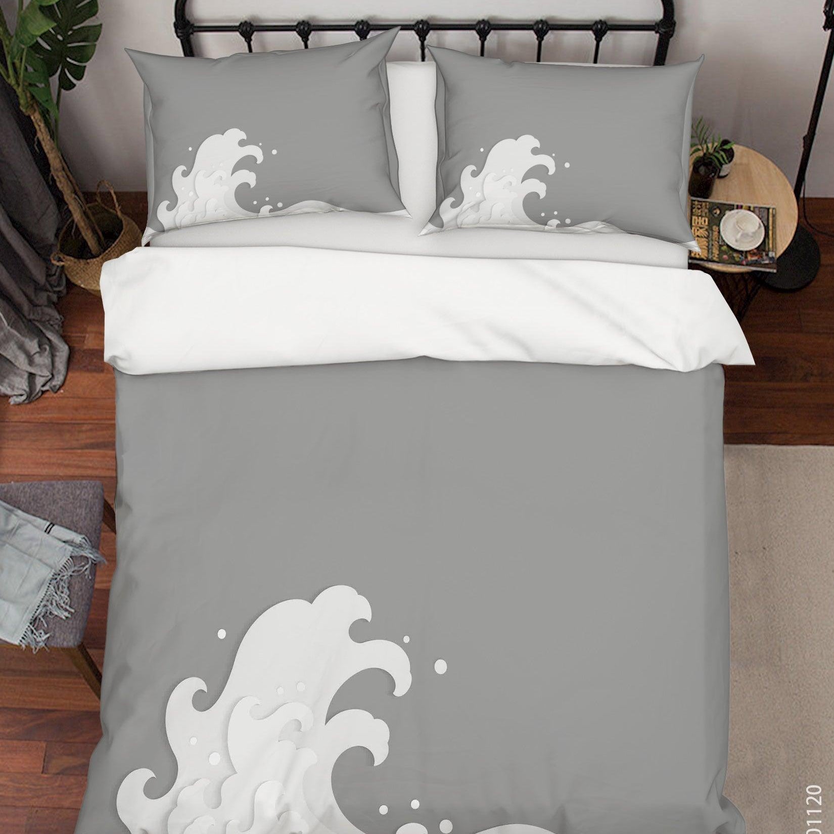 3D Abstract Grey Sea Wave Quilt Cover Set Bedding Set Duvet Cover Pillowcases LXL- Jess Art Decoration