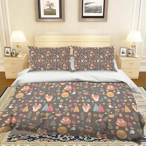 3D Cartoon Animal Tree Quilt Cover Set Bedding Set Pillowcases 44- Jess Art Decoration