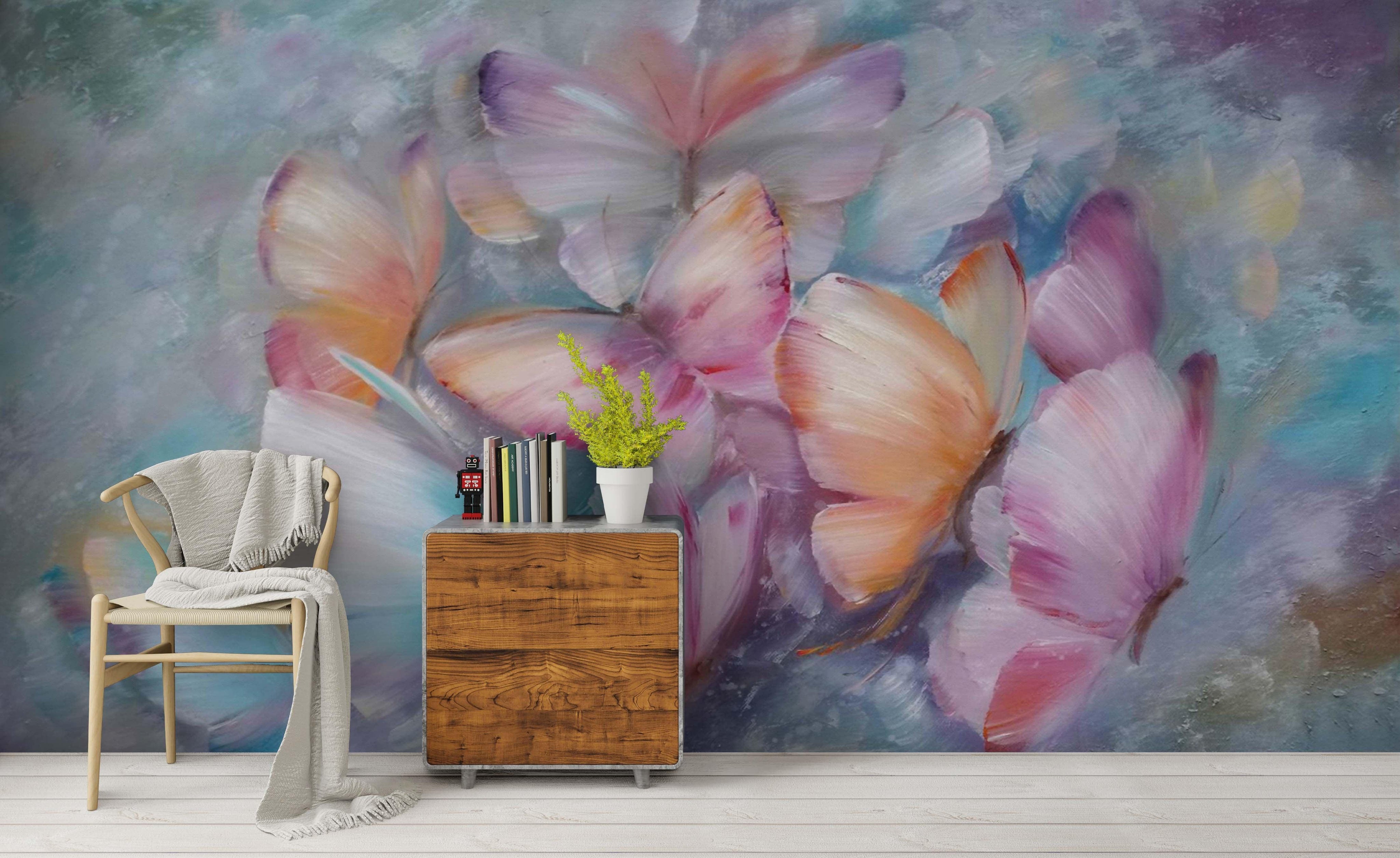 3D Watercolor Pink Butterfly Wall Mural Wallpaper 183- Jess Art Decoration