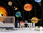3D Cartoon Solar System cartoon solar system mural wall mural wallpaper for kids room - view 2