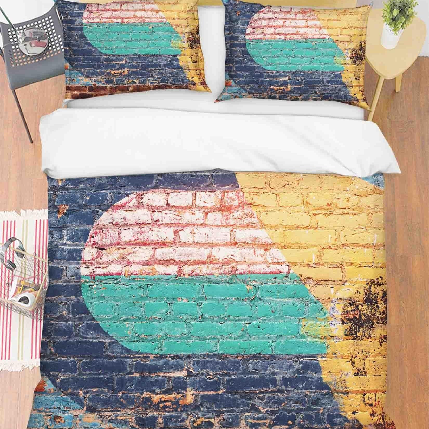 3D Abstract Colored Street Graffiti Quilt Cover Set Bedding Set Duvet Cover Pillowcases 147- Jess Art Decoration
