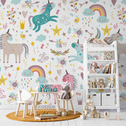 3D Unicorn Rainbow Pattern unicorn rainbow pattern mural wall mural wallpaper for kids room