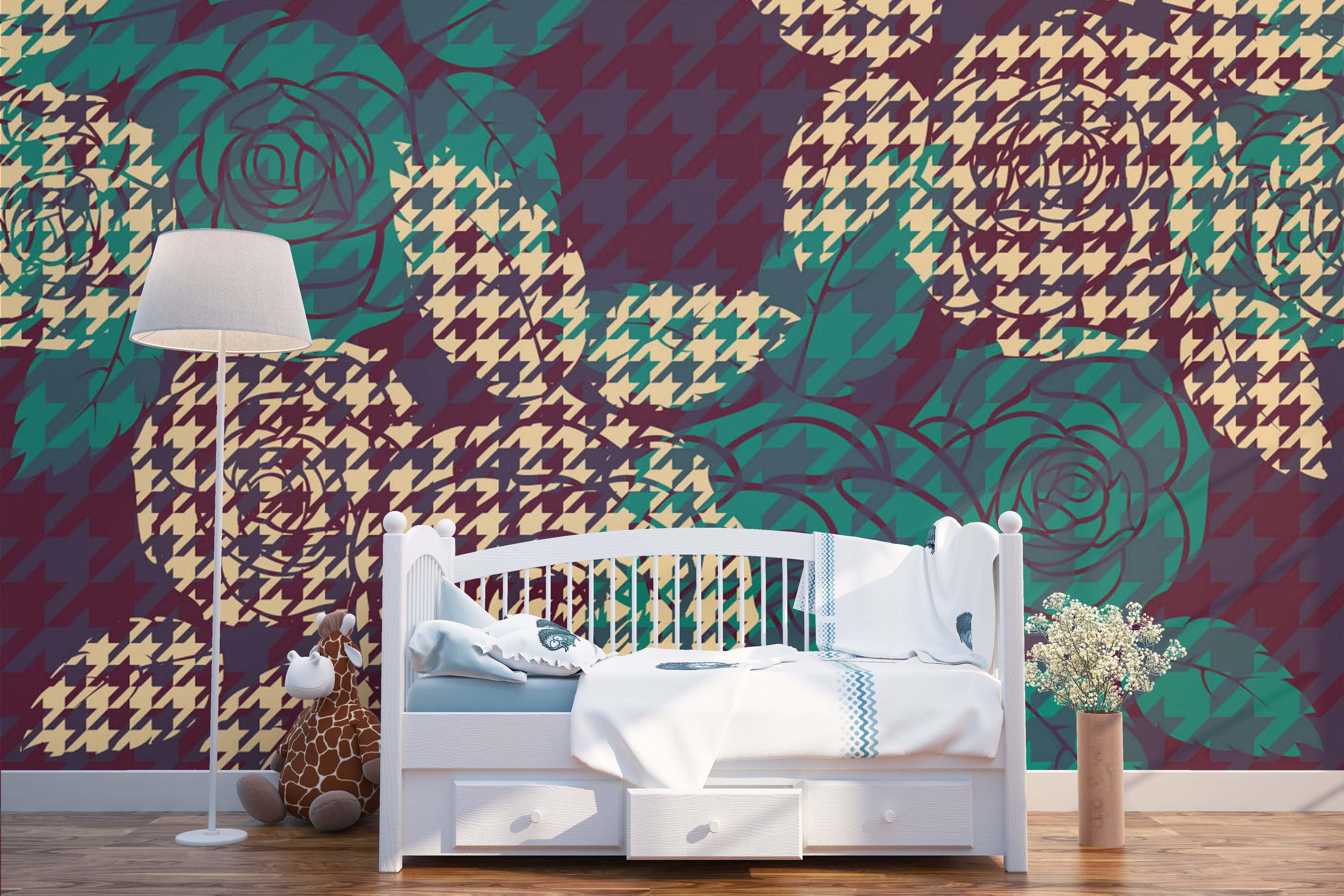 3D Green Flower Lattice Wall Mural Wallpaper 103- Jess Art Decoration