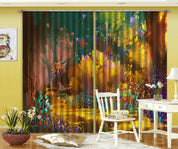 3D Fantasy Forest Colorful Botanical Floral Painting Curtains and Drapes GD 4685- Jess Art Decoration