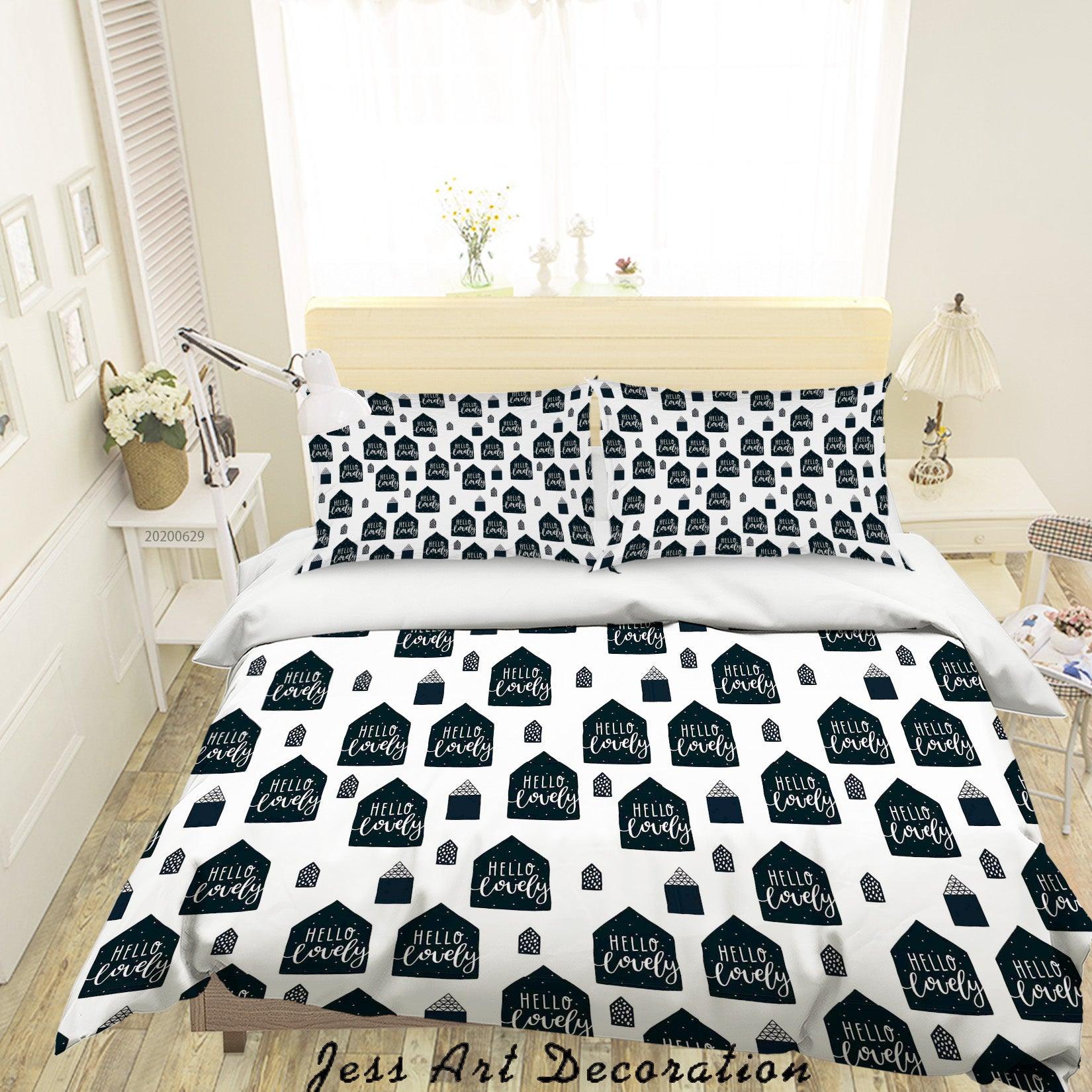 3D White Black House Quilt Cover Set Bedding Set Duvet Cover Pillowcases SF96- Jess Art Decoration