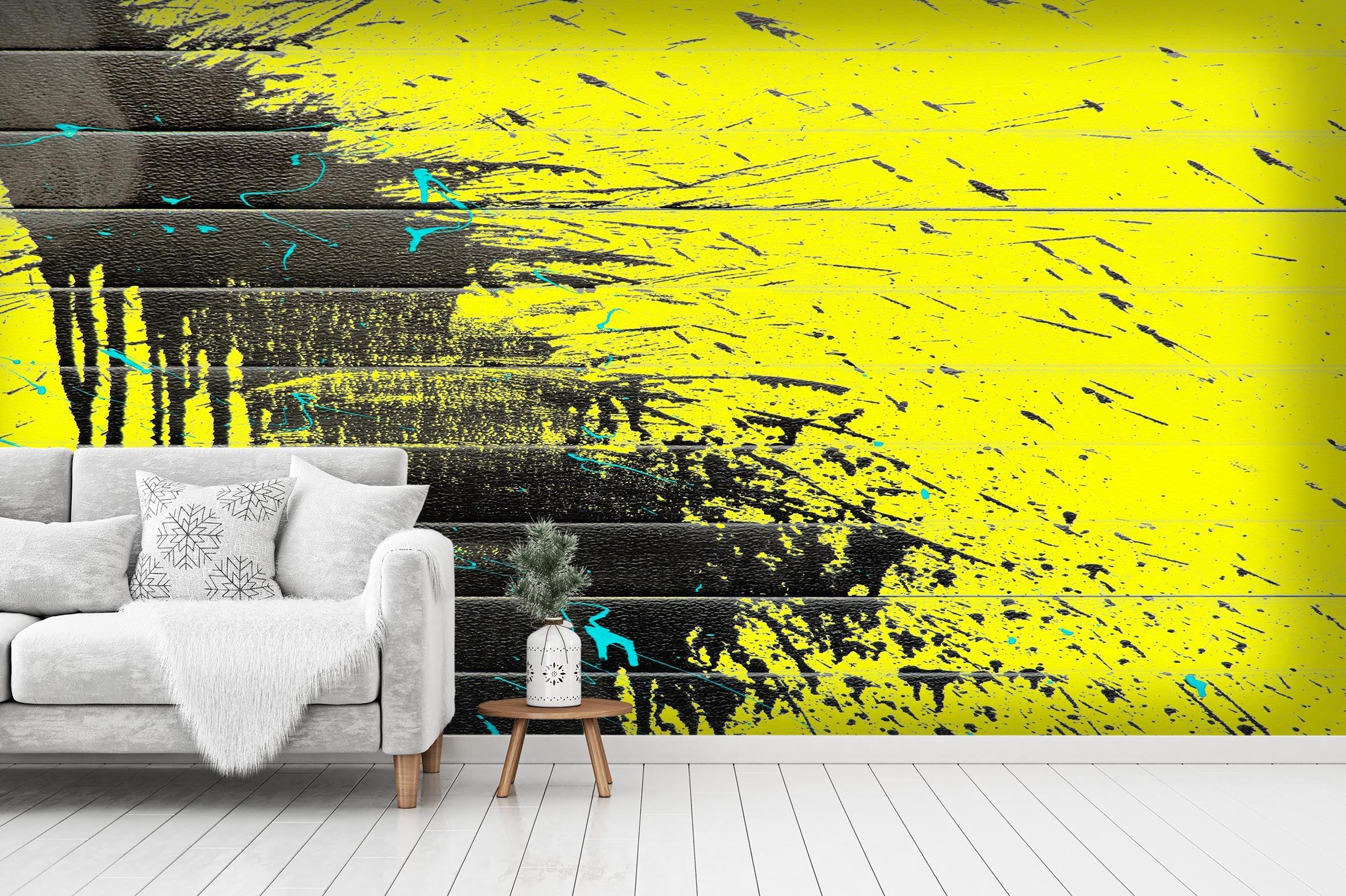 3D Abstract Yellow Graffiti Wall Mural Wallpaper 01- Jess Art Decoration
