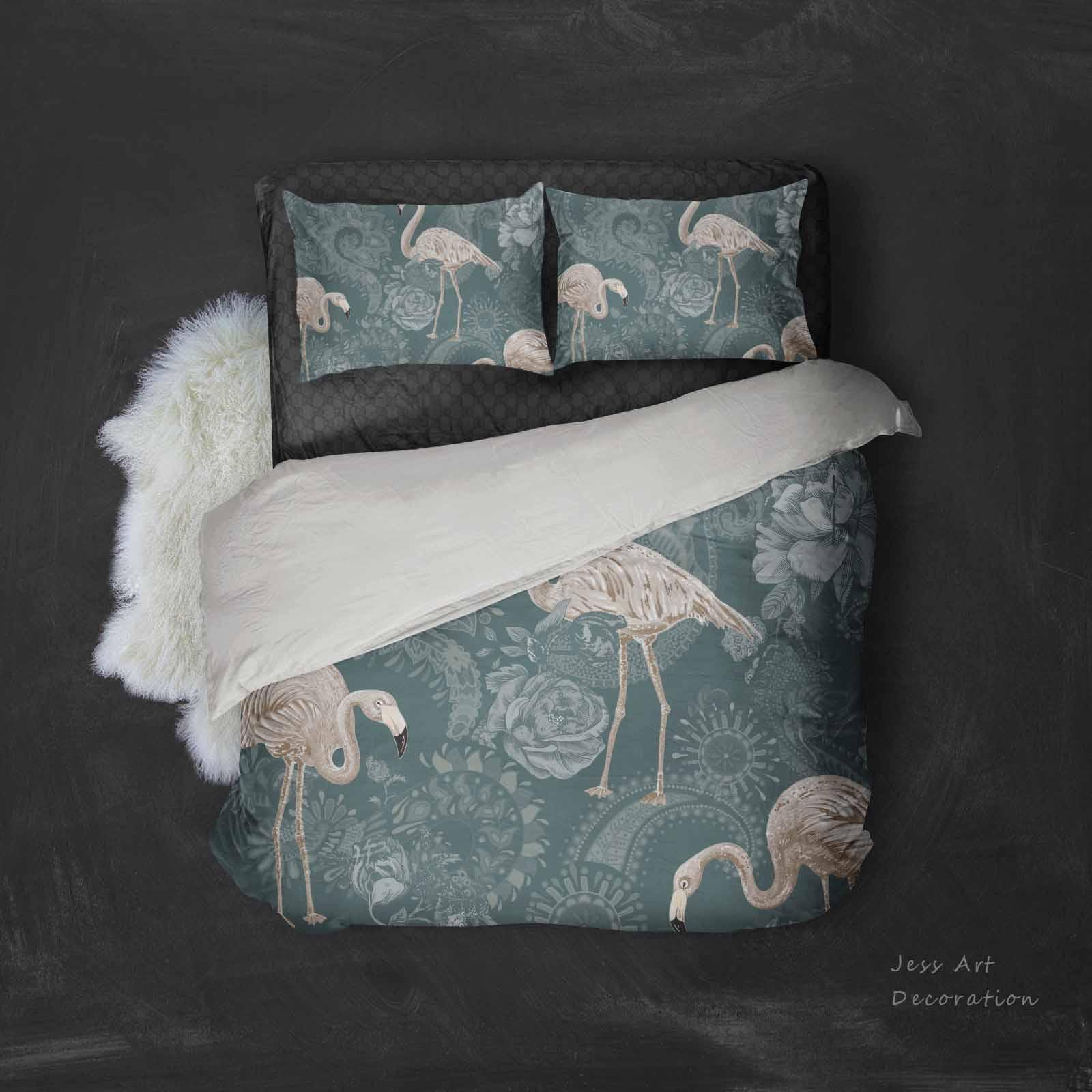 3D White Crane Floral Quilt Cover Set Bedding Set Pillowcases 34- Jess Art Decoration