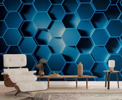 3D Blue Hexagon Wall Mural Wallpaper sww 248- Jess Art Decoration