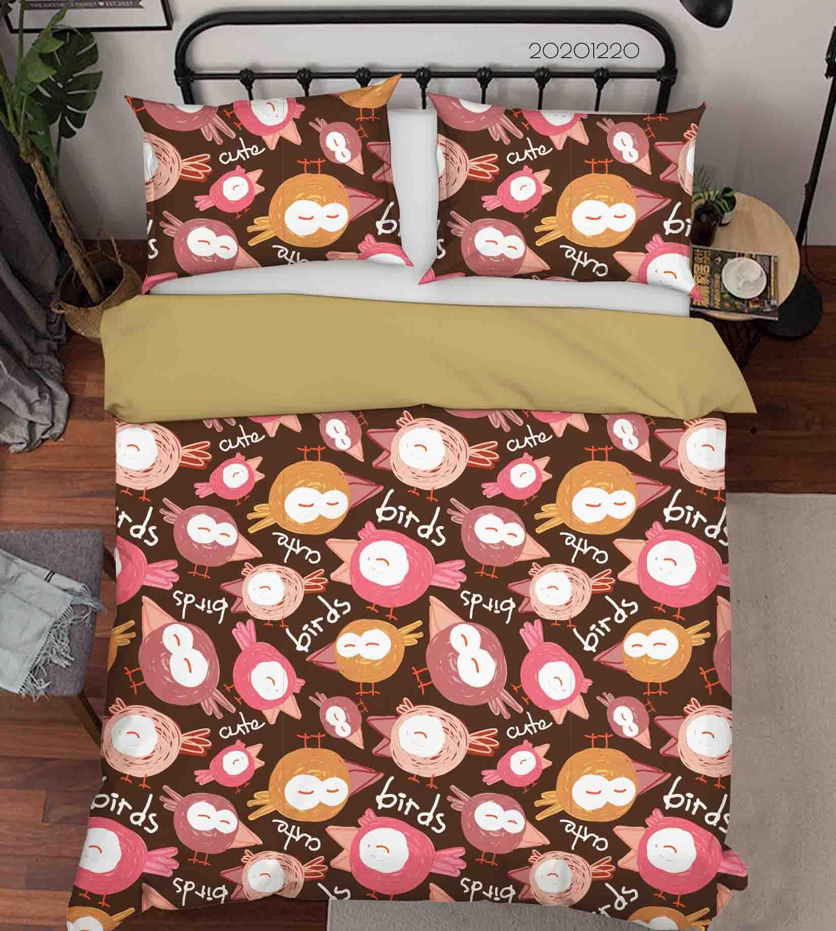 3D Hand Drawn Animal Bird Quilt Cover Set Bedding Set Duvet Cover Pillowcases 77- Jess Art Decoration